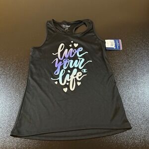 Champion Active Tank Top Live Your Life Racerback Black Girls Large NWT‎ Large